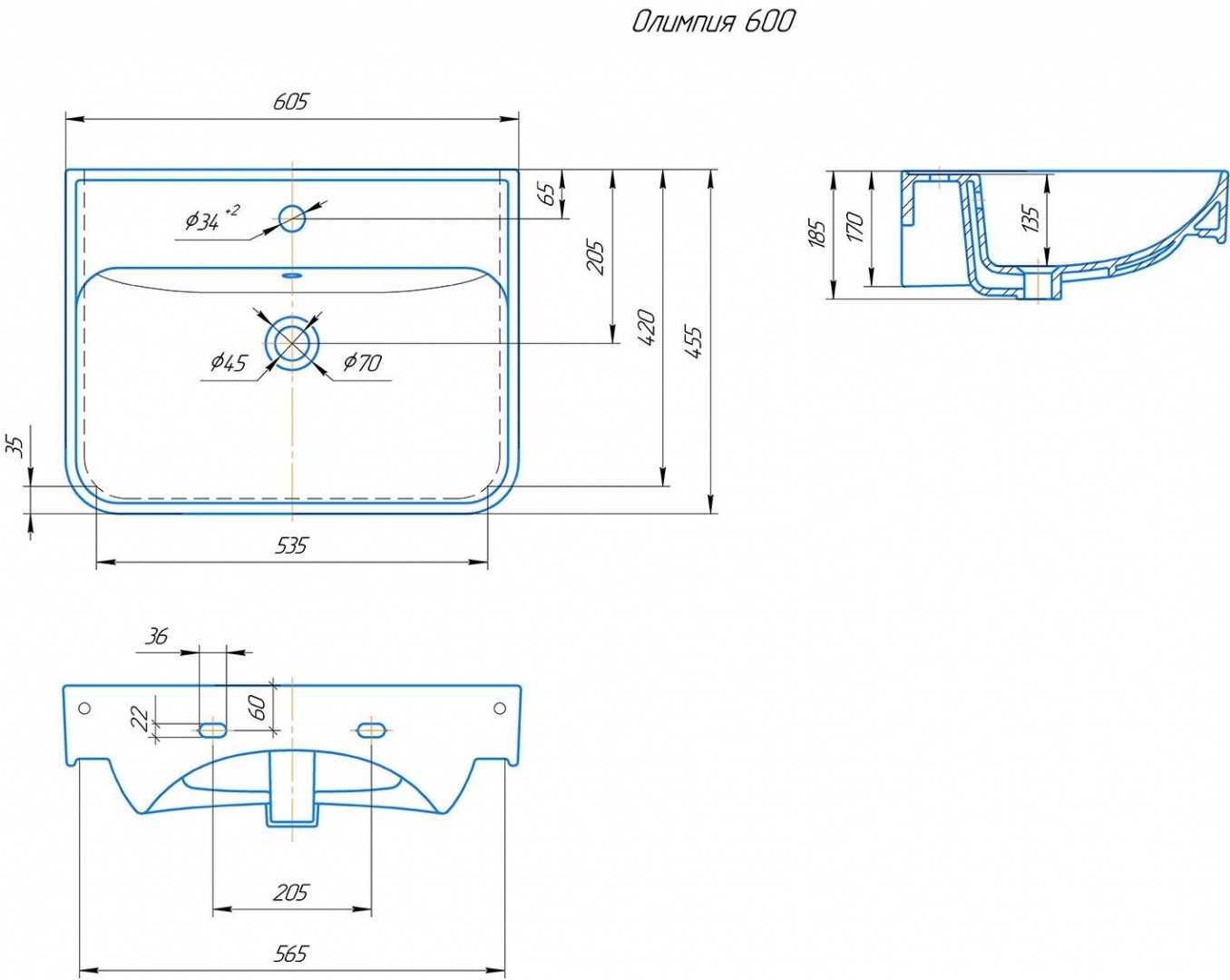 Приобрести onika раковина подвесная 60х45см, керамика 4640021061152
