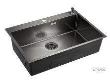 Emar Кухонная мойка 74х50 см, графит EMB-125A PVD Nano Dark