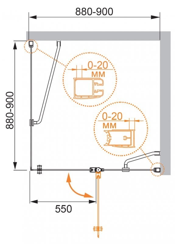 Приобрести cezares душевое ограждение elena 90-90см elena-w-a-12-90-p-cr-l