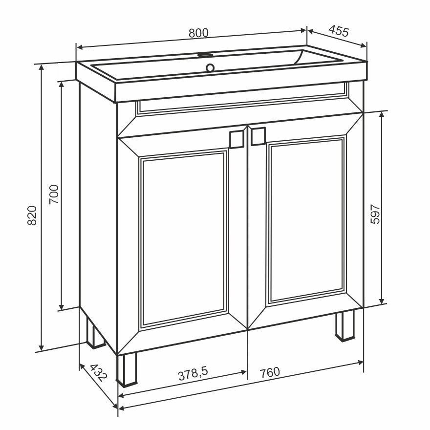 Приобрести aqua de marco тумба напольная с раковиной ostin 80см. 2 двери