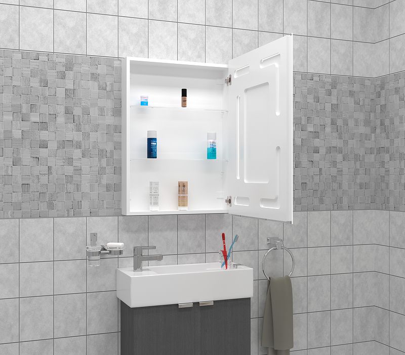 Приобрести continent зеркало шкаф с подсветкой reflex 60х80 см, сенсорный включатель, белое