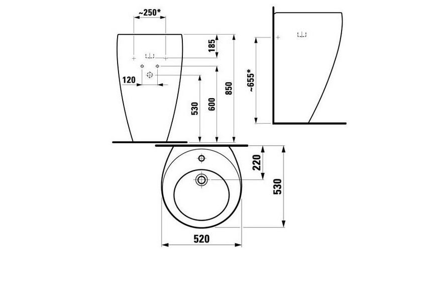Приобрести раковина напольная laufen ilbagnoalessi one 52 см 8.1197.1.400.104.1