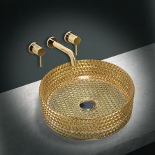 Vincea Раковина накладная 40х40 см, прозрачная, золото VBS-5GL05