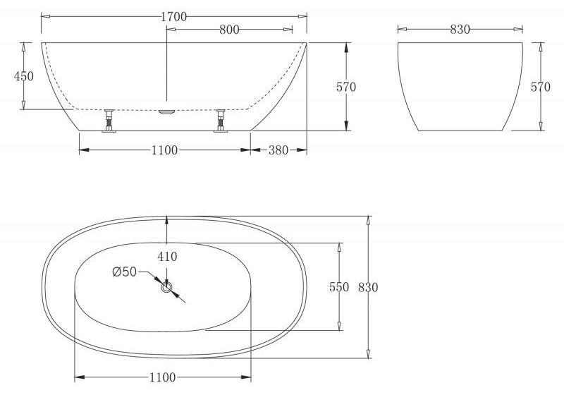 Приобрести ванна акриловая отдельностоящая belbagno 170х85 см, bb80-1700