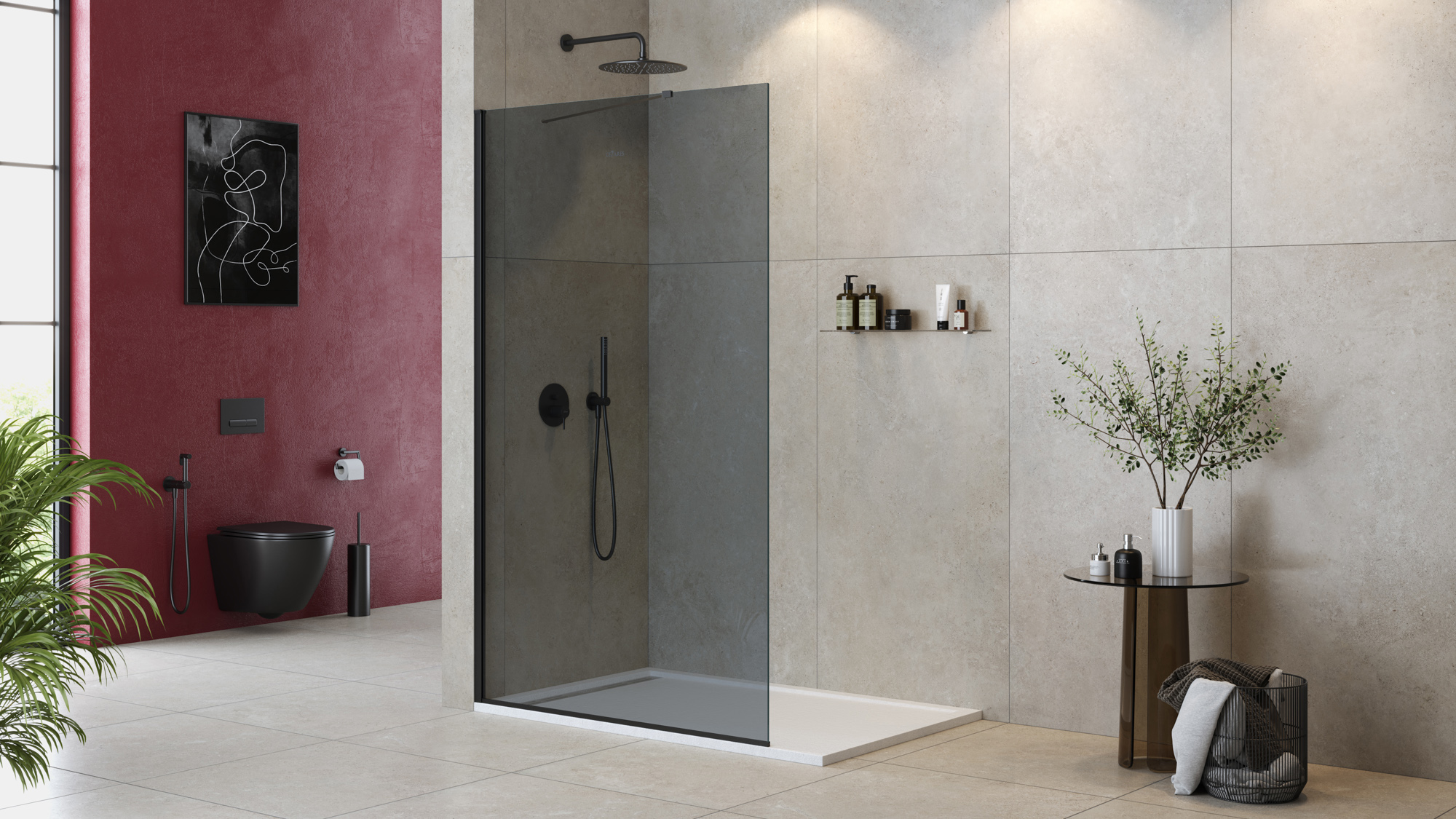 Приобрести cezares душевая перегородка liberta 120 см, серый\черный liberta-l-1-tb-120-gr-nero