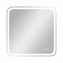 Continent Зеркало с подсветкой Russo 70х70 см, сенсорный включатель, подогрев, часы, белое