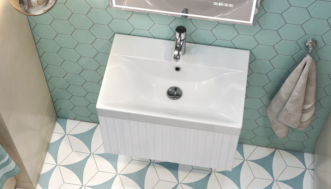 Приобрести тумба подвесная с раковиной velvex compo 60 см белый tpcom.60.1y-21