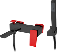 Boheme Смеситель для ванны Q, черный матовый\красный 143-BR.2