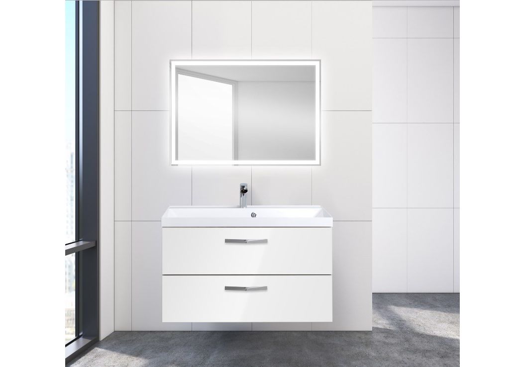 Приобрести тумба подвесная с раковиной belbagno aurora-900-2c-so-bl 90 см, bianco lucido