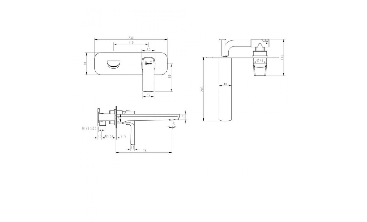 Приобрести lemark смеситель для раковины ursus, скрытый монтаж, черный lm7226bl