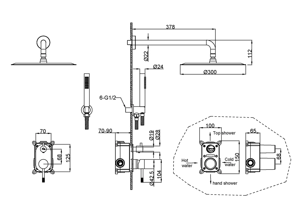 Приобрести boheme душевая система uno, встраиваемая, белая матовая 464-mw