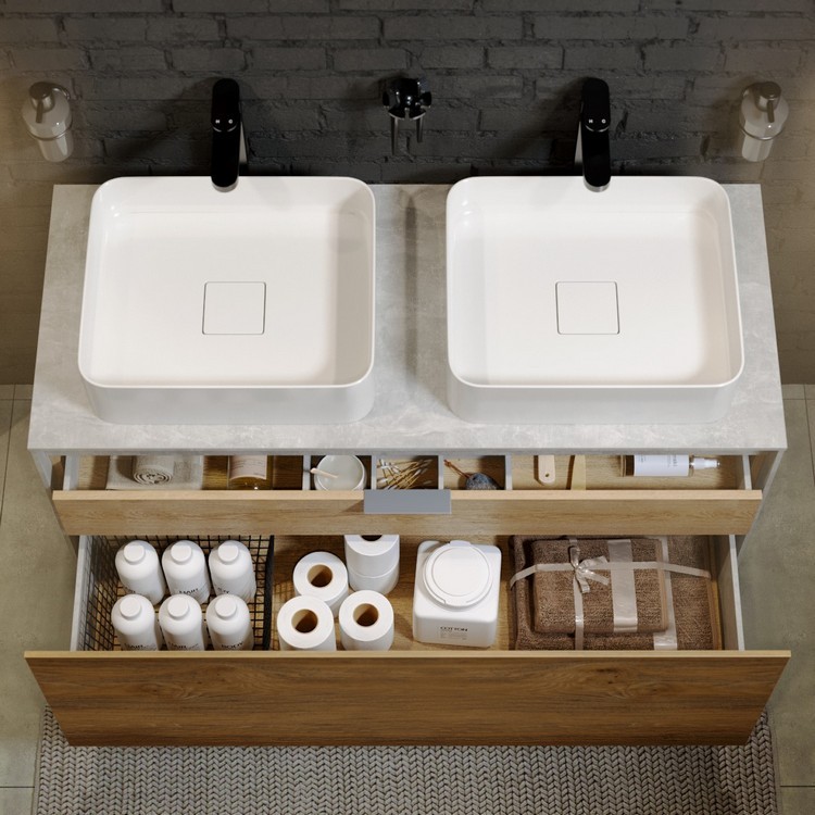 Приобрести тумба подвесная aqwella со столешницей mobi 120 см, светлый бетон mob0112bs:mob0712bs