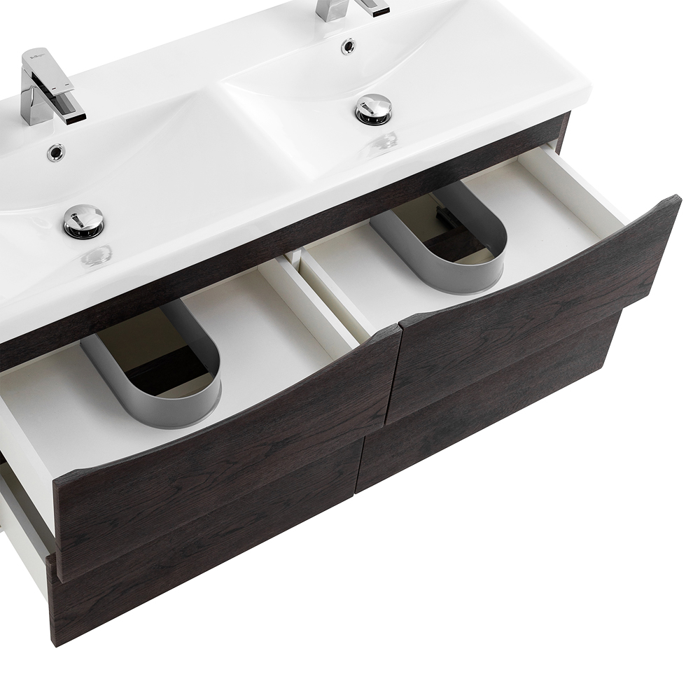 Приобрести belbagno тумба с раковиной marino-cer 120 см, подвесная с ящиками rovere nature grigio, белая раковина