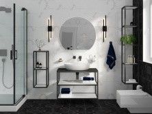 Cezares Тумба подвесная с раковиной CADRO 100 см см, двухярусная Nero, черная CADRO-100/46/58-2C-SO-MET-ST