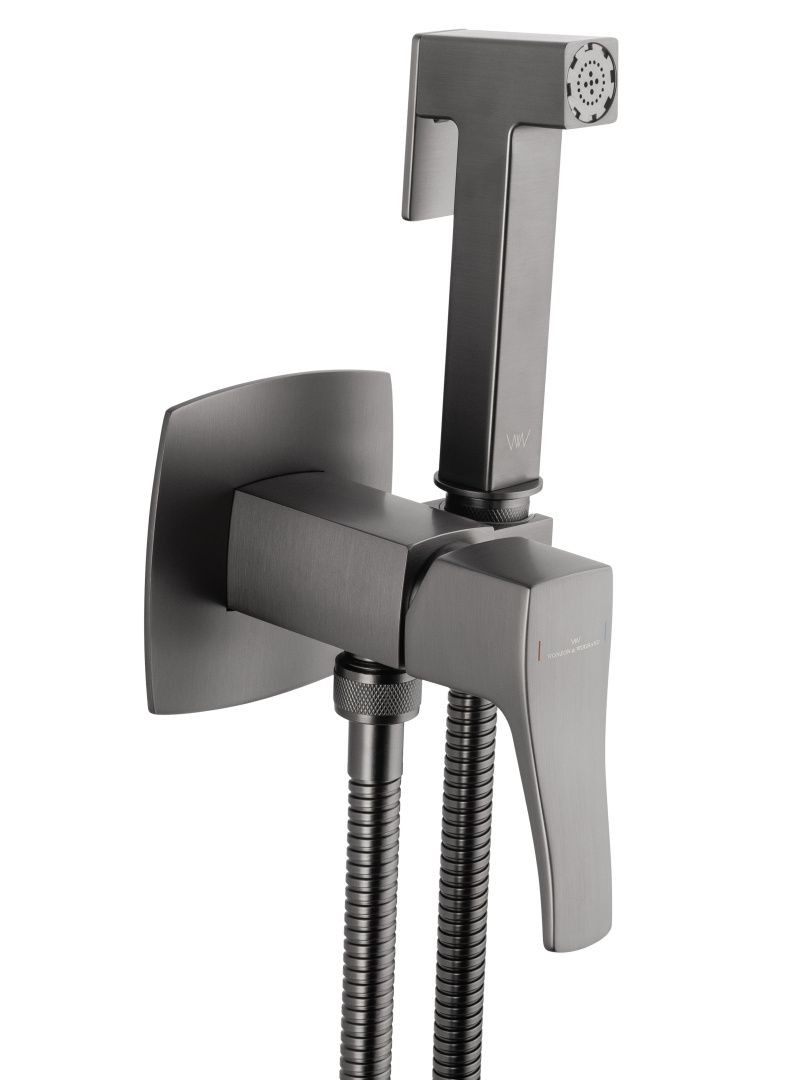 Приобрести смеситель с гигиеническим душем встраиваемый wonzon & woghand flex, темный графит (ww-88829072-bgm)