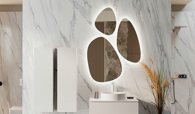 Приобрести jorno зеркало stone 80 см, с подсветкой, компл. 3-шт, белое