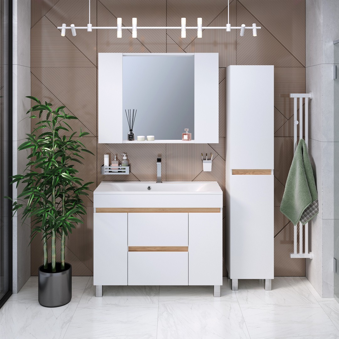 Приобрести aqua de marco тумба напольная с раковиной sydney 100см. 2 ящика+2двери