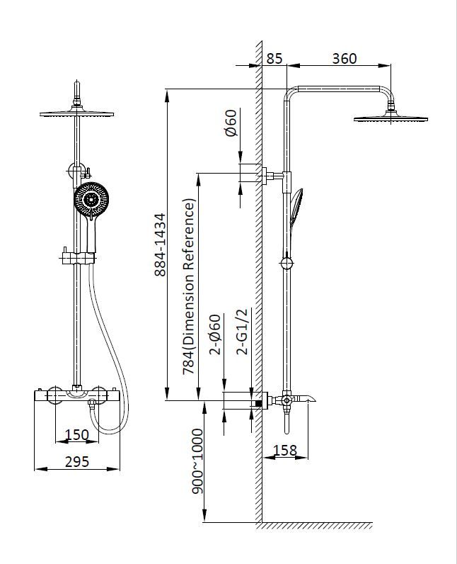 Приобрести vincea душевая стойка esse, термостат, хром vsfs-1e1tch