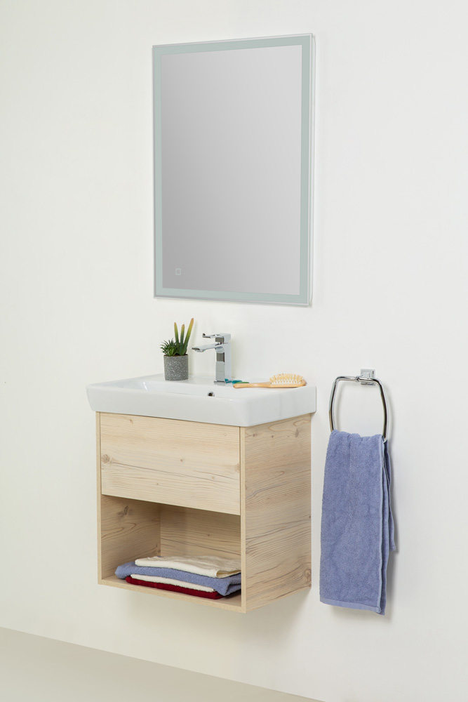 Приобрести belbagno тумба с раковиной neon 50 см, подвесная с одним ящиком pino bianco, белая раковина