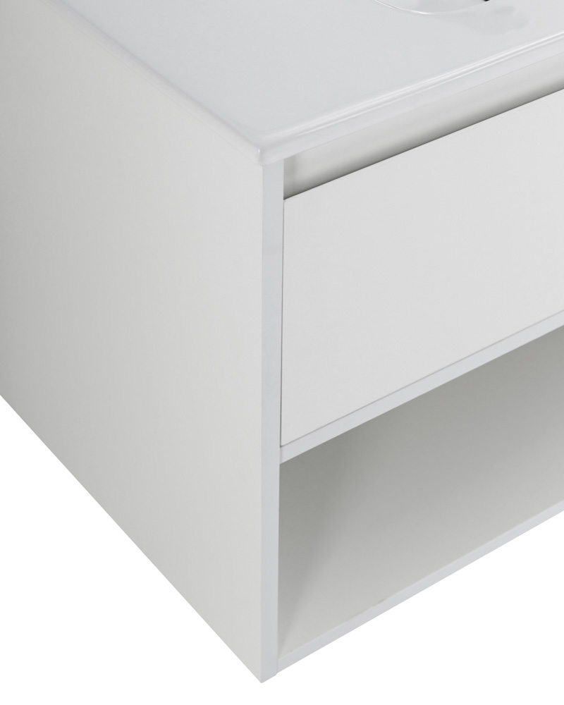 Приобрести belbagno тумба c раковиной kraft 80 см, с одним ящиком и полкой, подвесная bianco opaco, белая раковина