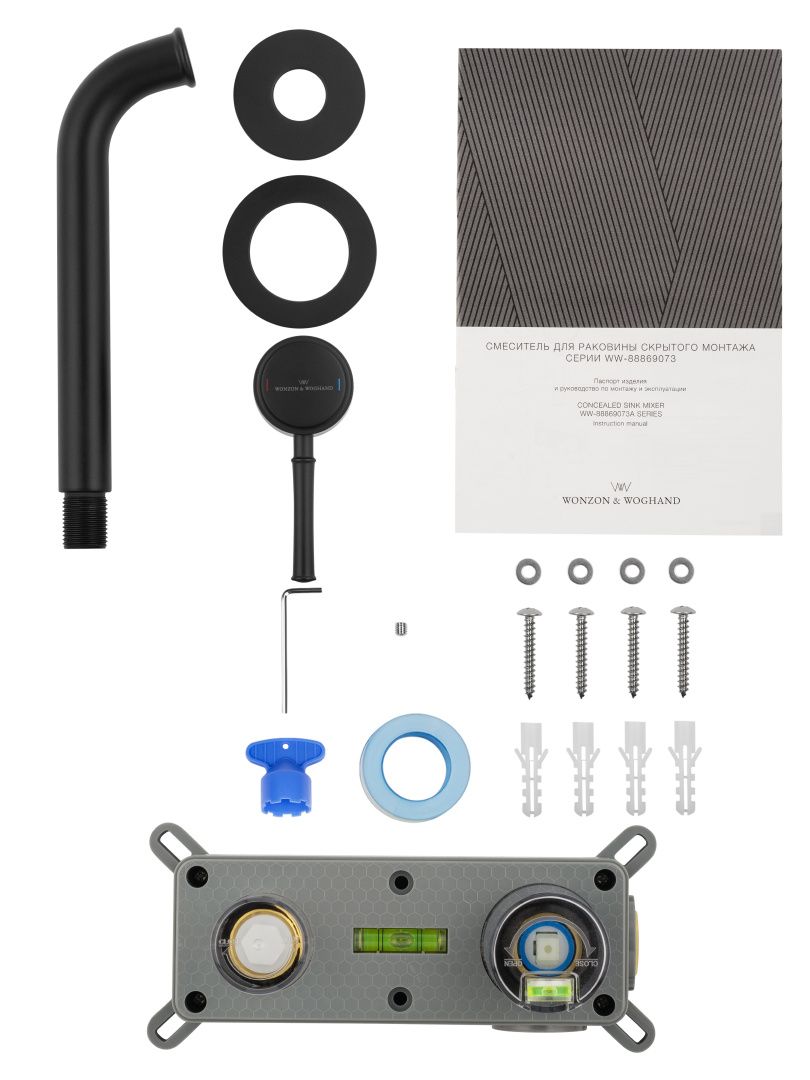 Приобрести смеситель для раковины встраиваемый wonzon & woghand tor, черный матовый (ww-88869073-mb)