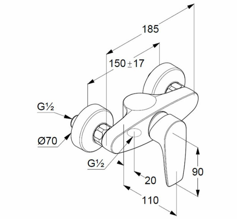 Приобрести kludi pure&solid однорычажный смеситель для душа, арт. 348410575