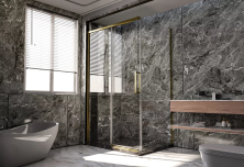 Veconi Душевое ограждение Premium Trento 90х140 см, брашированное золото, прозрачное PTC40-SP-14090-G-01-C4