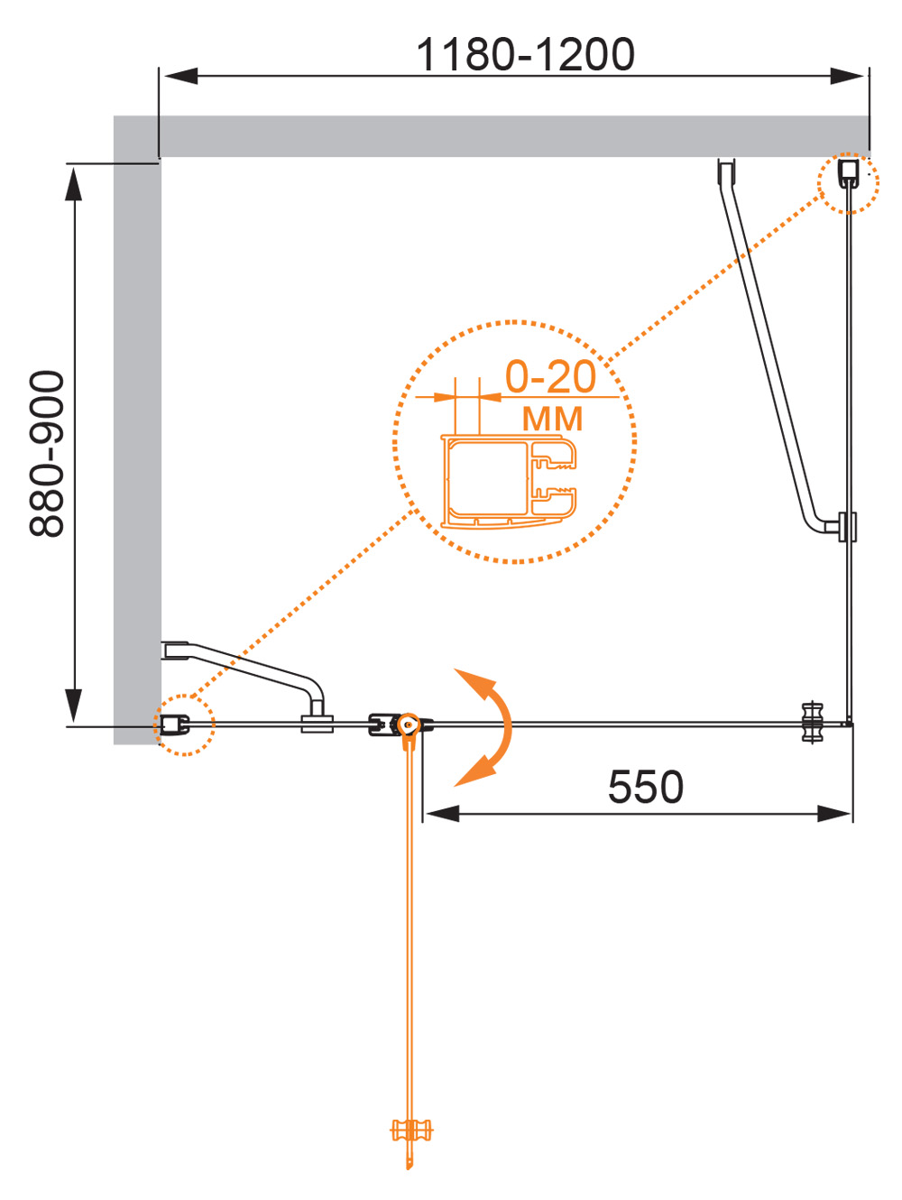 Приобрести cezares душевое ограждение elena 120х90 см, хром elena-w-ah-1-120/90-p-cr-l