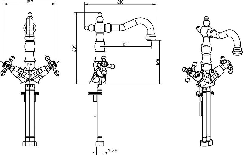 Приобрести boheme смеситель для раковины provance, высокий, бронза 312-pr