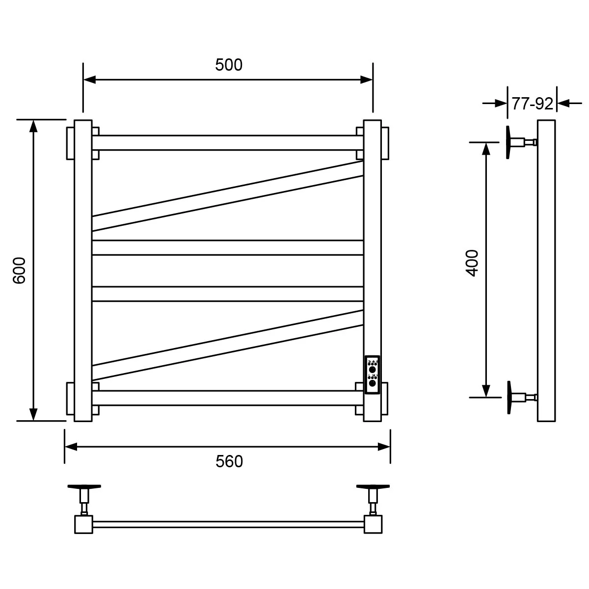 Приобрести veconi полотенцесушитель электрический barro-c см, 50х60 см, черный b6050b-c