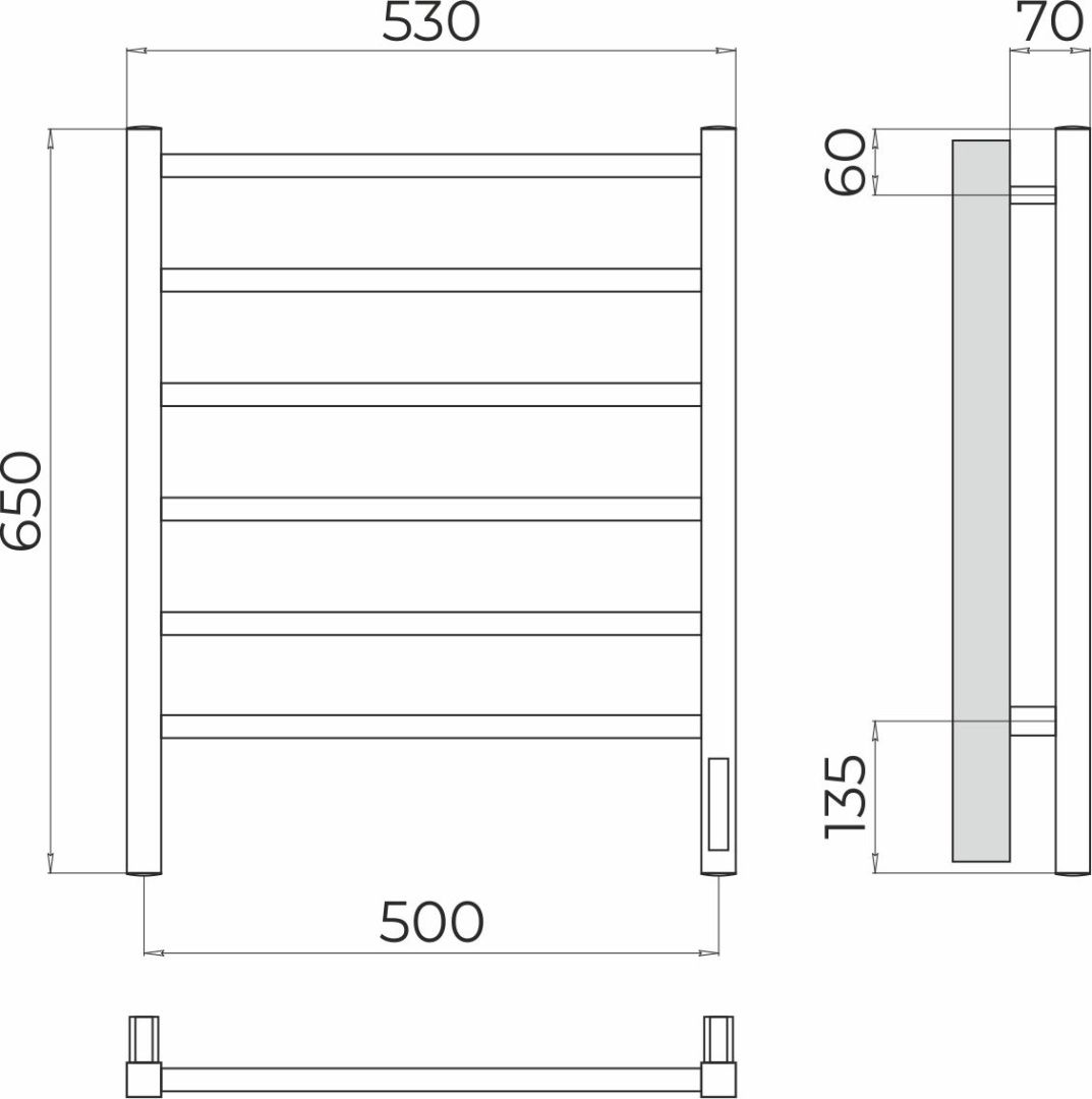 Приобрести terminus полотенцесушитель ватикан п6 50х65 см, электрический, хром