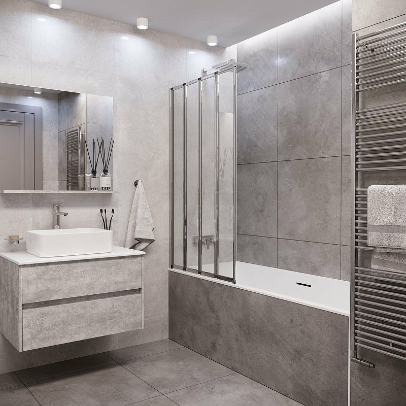 Приобрести grossman шторка для ванны 80х140 см, хром/прозрачное gr-107