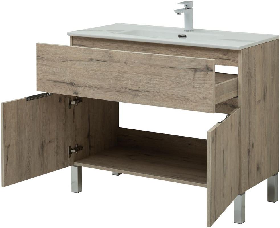 Приобрести aquanet тумба с раковиной алвита new 100 см, 1 ящик, 2 дверцы, дуб веллингтон белая