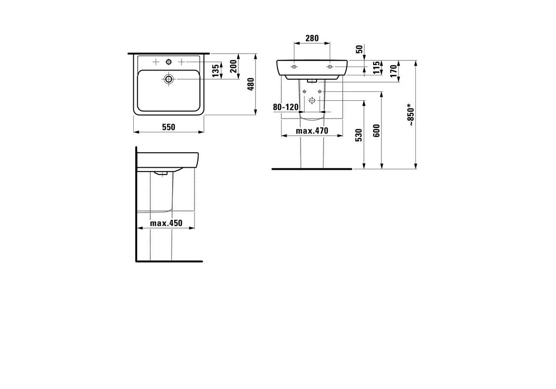 Приобрести раковина подвесная laufen pro 55 см