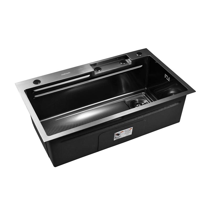 Приобрести gerhans кухонная мойка 75х45 см, функциональная, графит\декор