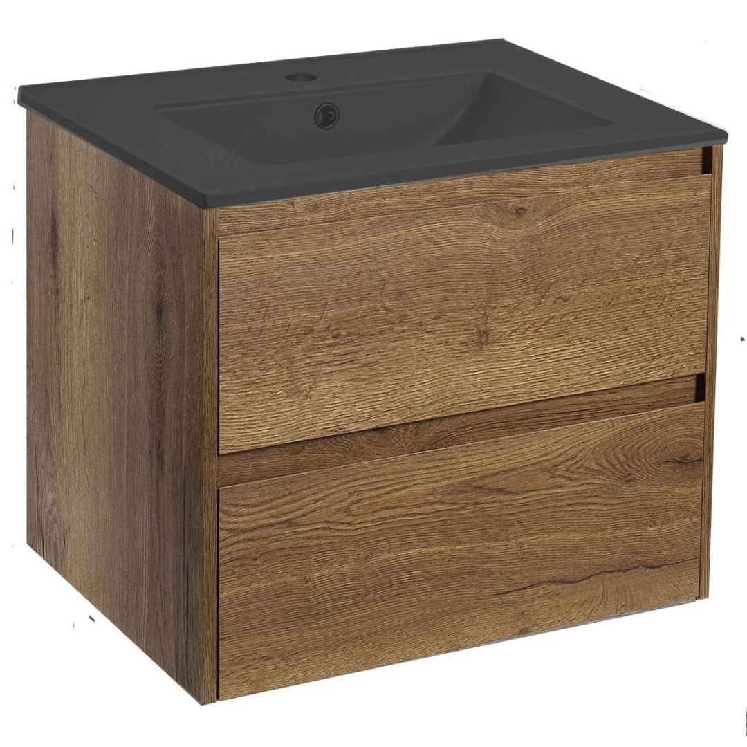 Приобрести vincea тумба подвесная gio 60 см, дуб табак с черной матовой раковиной vmc-2g600to;vbs-13980mb