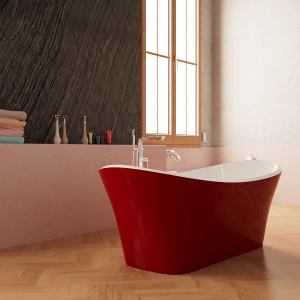 Приобрести frank акриловая ванна f6104 white/red 170х75 см, красная, отдельностоящая