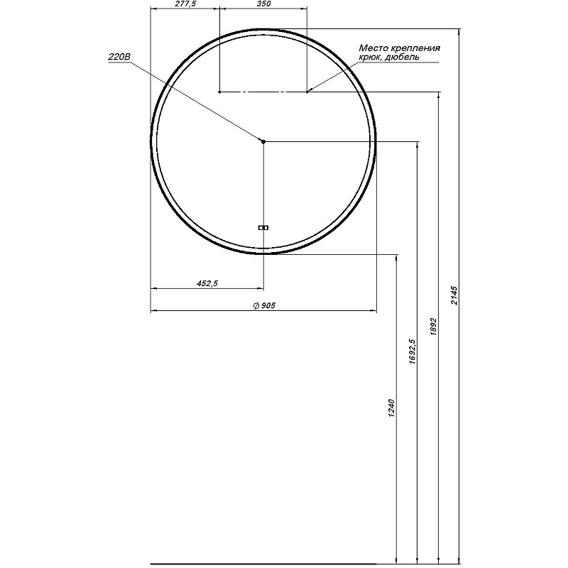 Приобрести aquanet зеркало тренд 90 см, черное