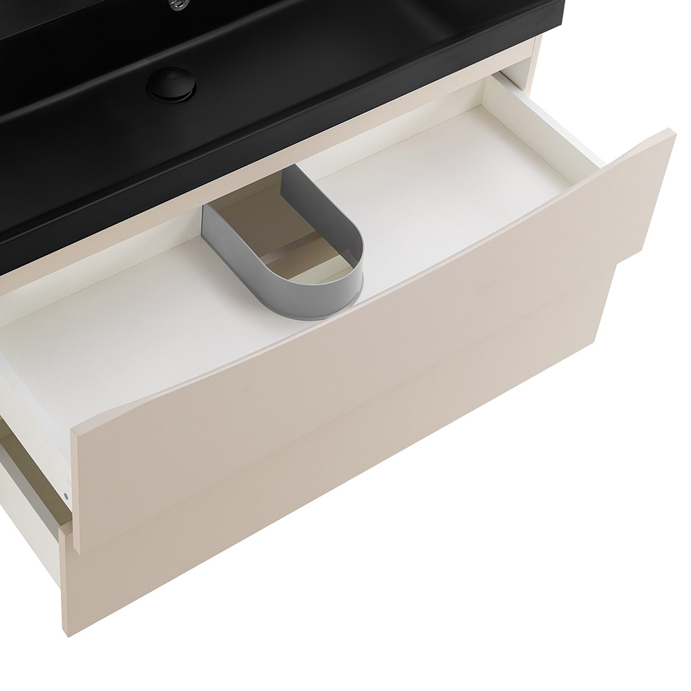 Приобрести belbagno тумба с раковиной marino 80 см, подвесная crema opaco, чёрная раковина