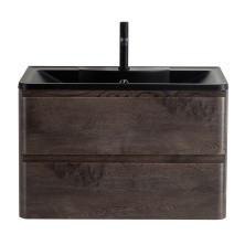 BelBagno Тумба с раковиной ALBANO 80 см, подвесная Rovere Nature Grigio, чёрная раковина