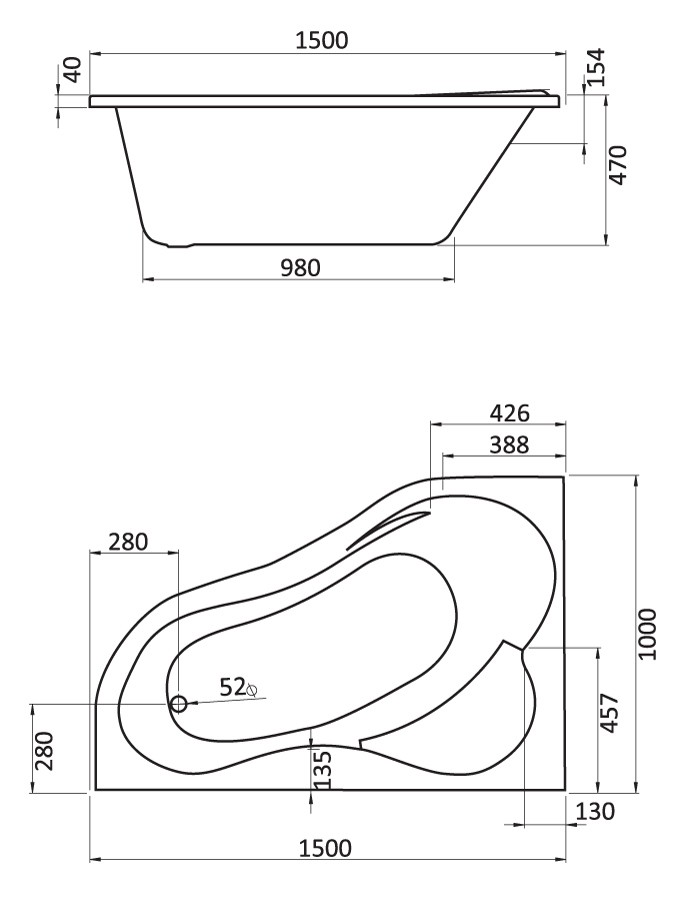 Приобрести santek ибица акриловая ванна 150х100 левосторонняя, белая