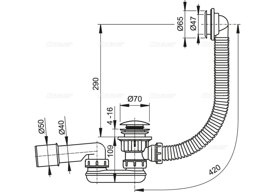 Приобрести сифон для душевого поддона alcaplast a503km