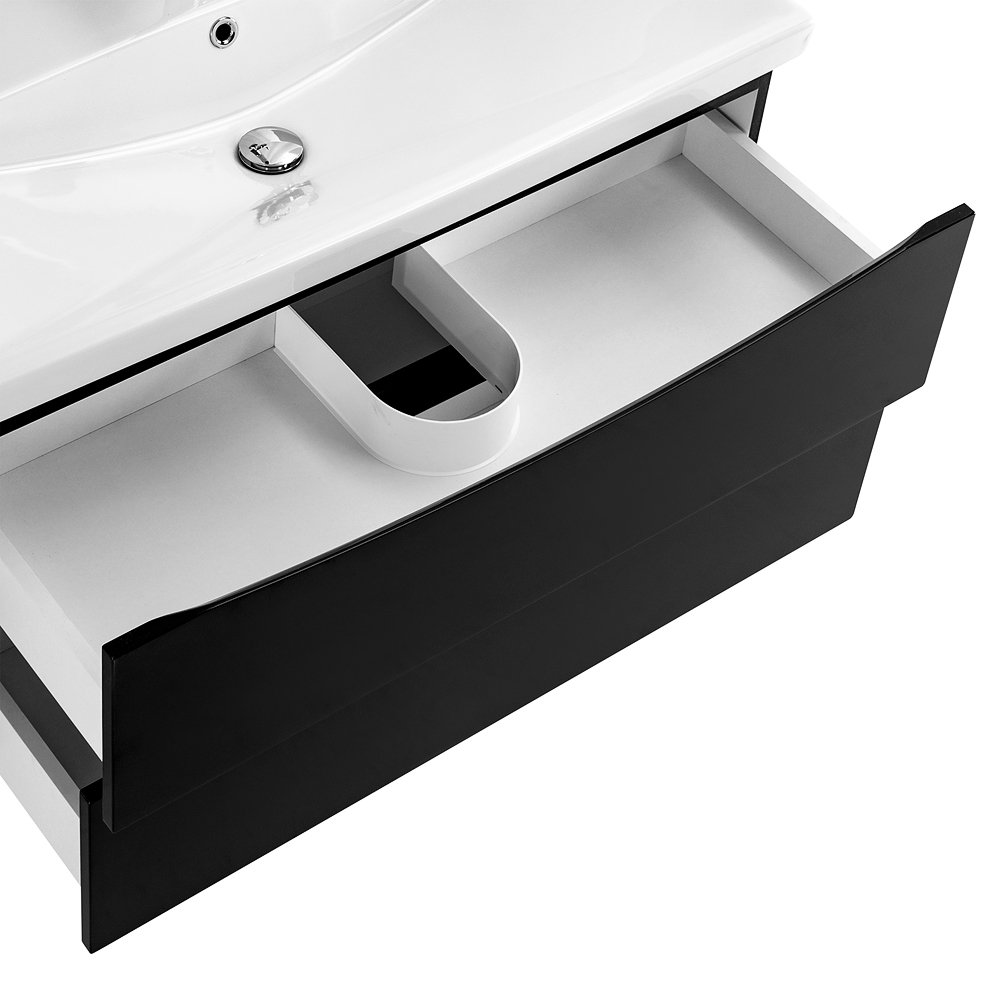 Приобрести belbagno тумба с раковиной marino-cer 80 см, подвесная nero lucido, белая раковина