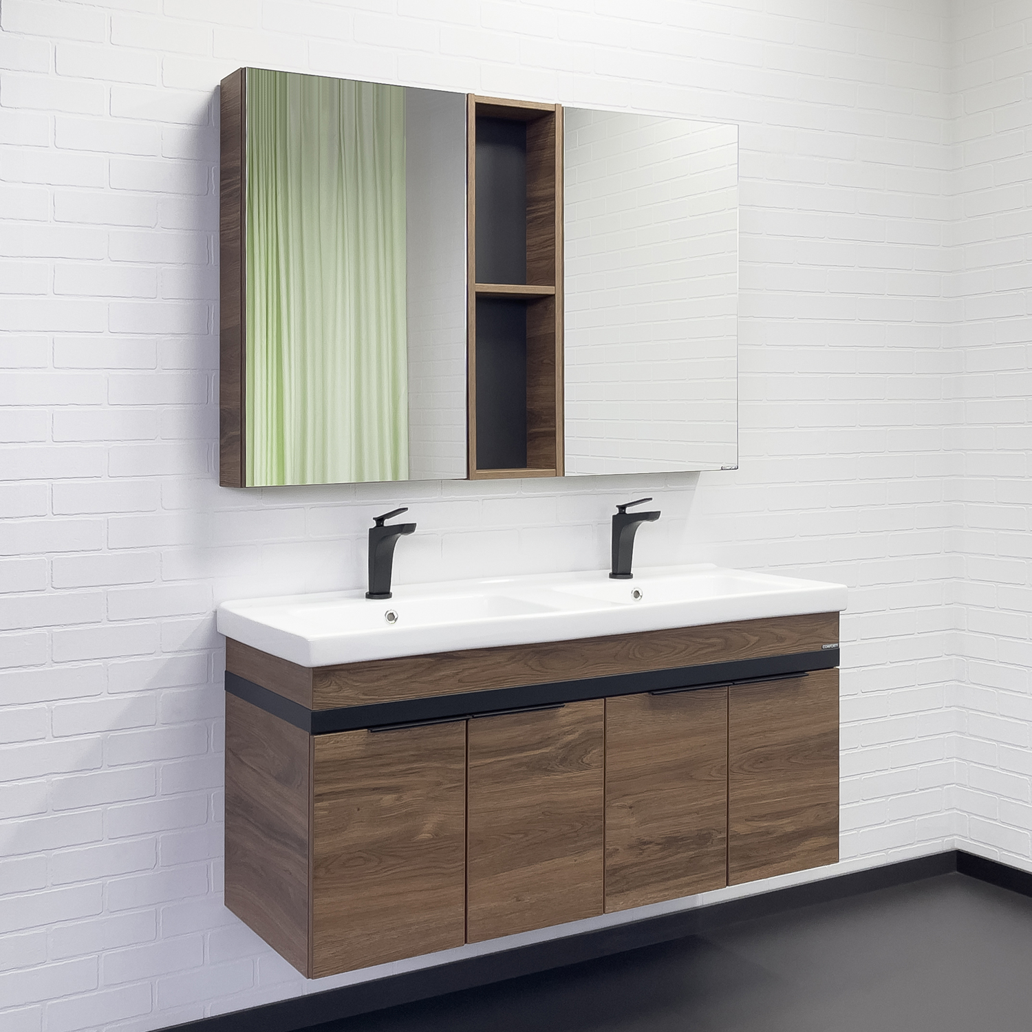 Приобрести сomforty зеркало-шкаф "дуэт-50" дуб тёмно-коричневый