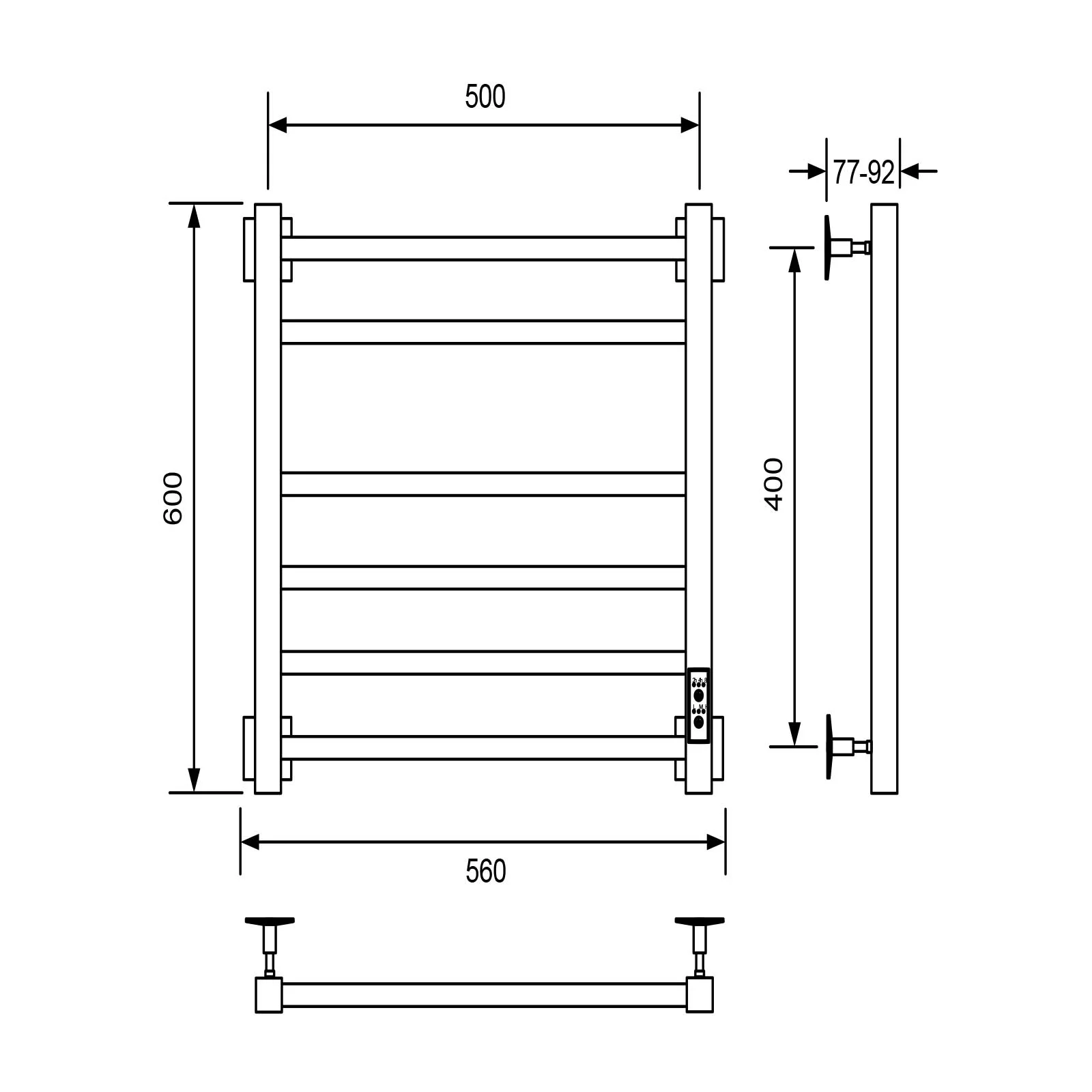 Приобрести veconi полотенцесушитель электрический barro-b 50х60 см, черный b6050b-b