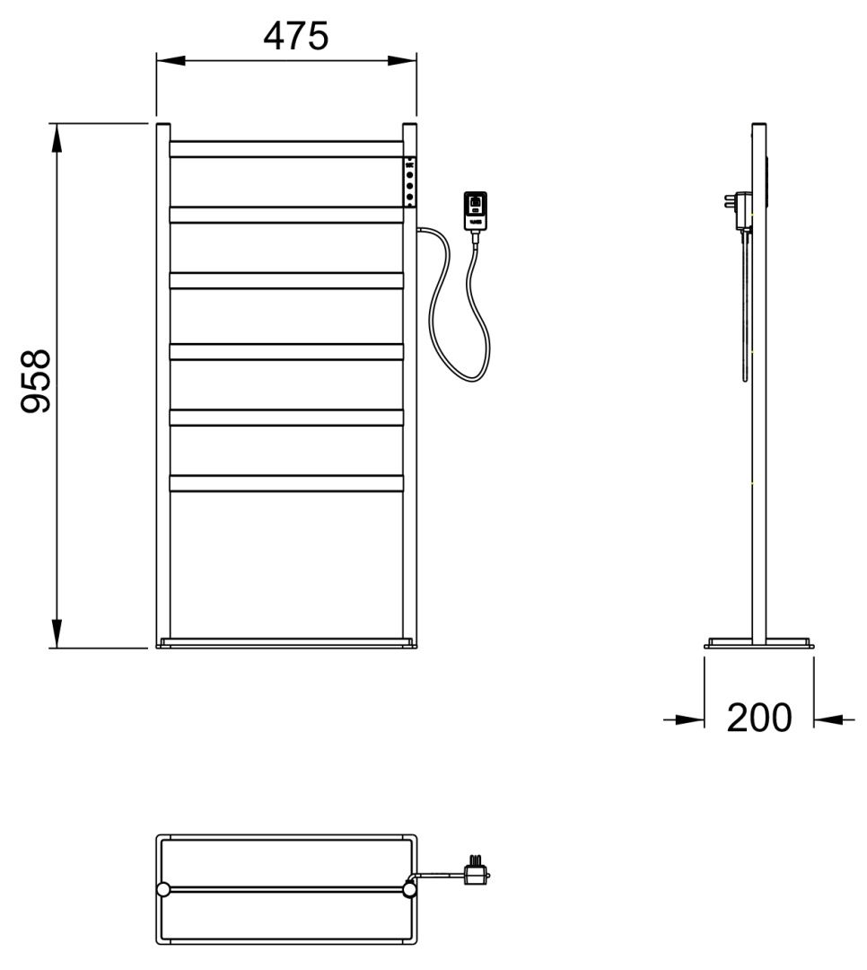 Приобрести полотенцесушитель электрический напольный wonzon & woghand essen, черный матовый (ww-a406-mb)
