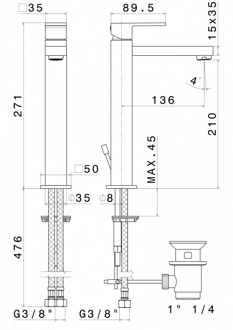 Приобрести kerama marazzi смеситель для раковины futura, высокий, хром 66415km.21.018