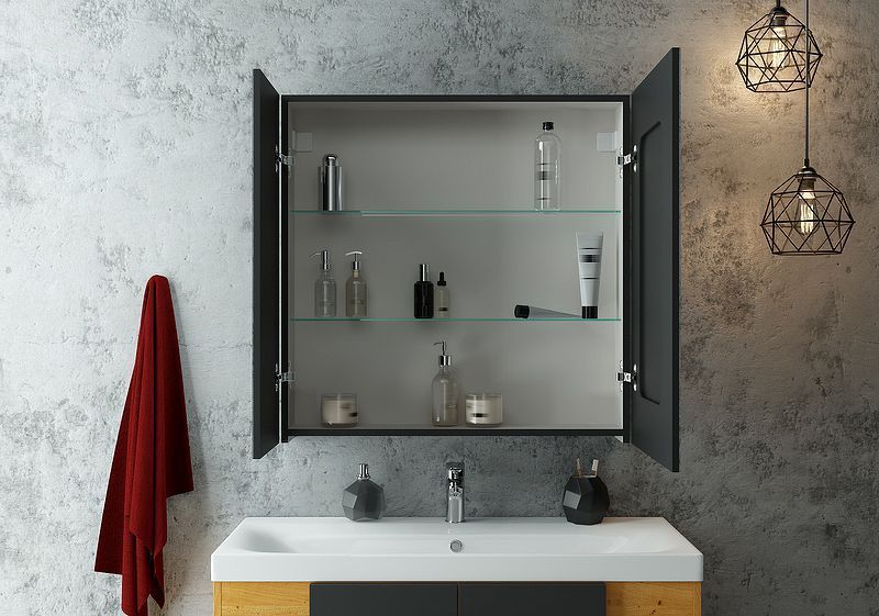 Приобрести continent зеркало шкаф с подсветкой mirror box black 80х80 см, сенсорный включатель, черное