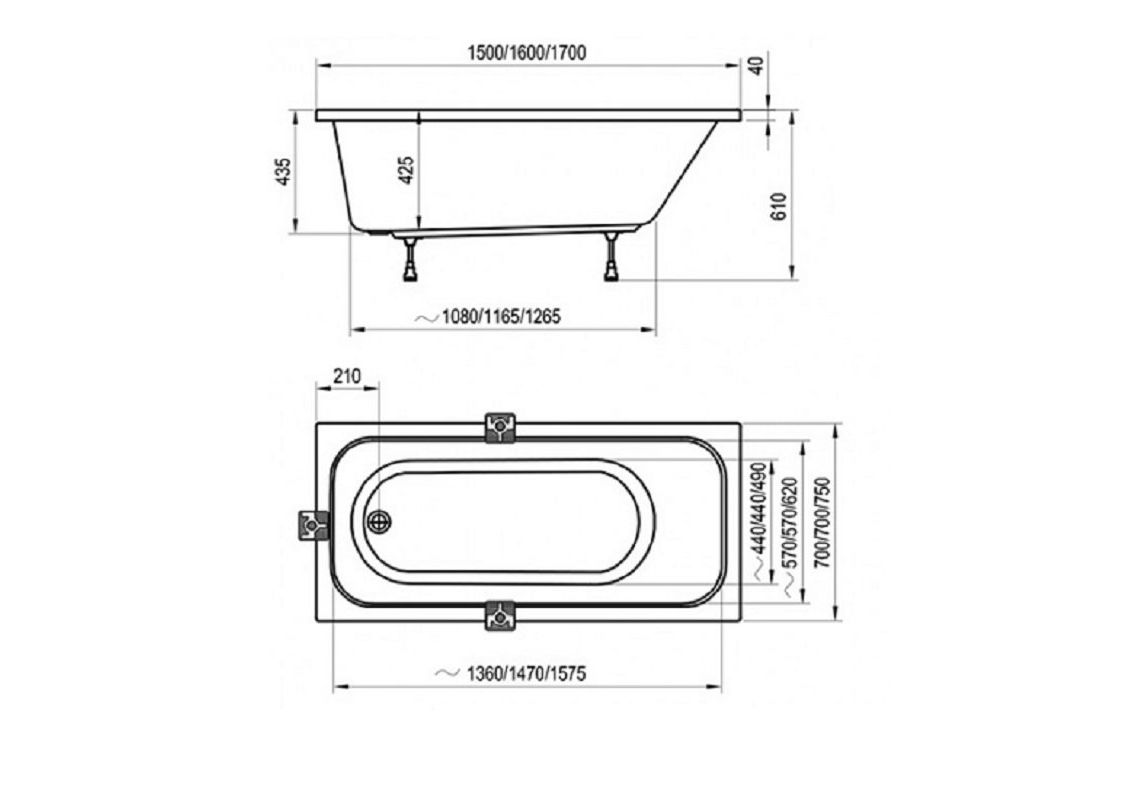 Приобрести акриловая ванна ravak chrome 170x75 см c741000000
