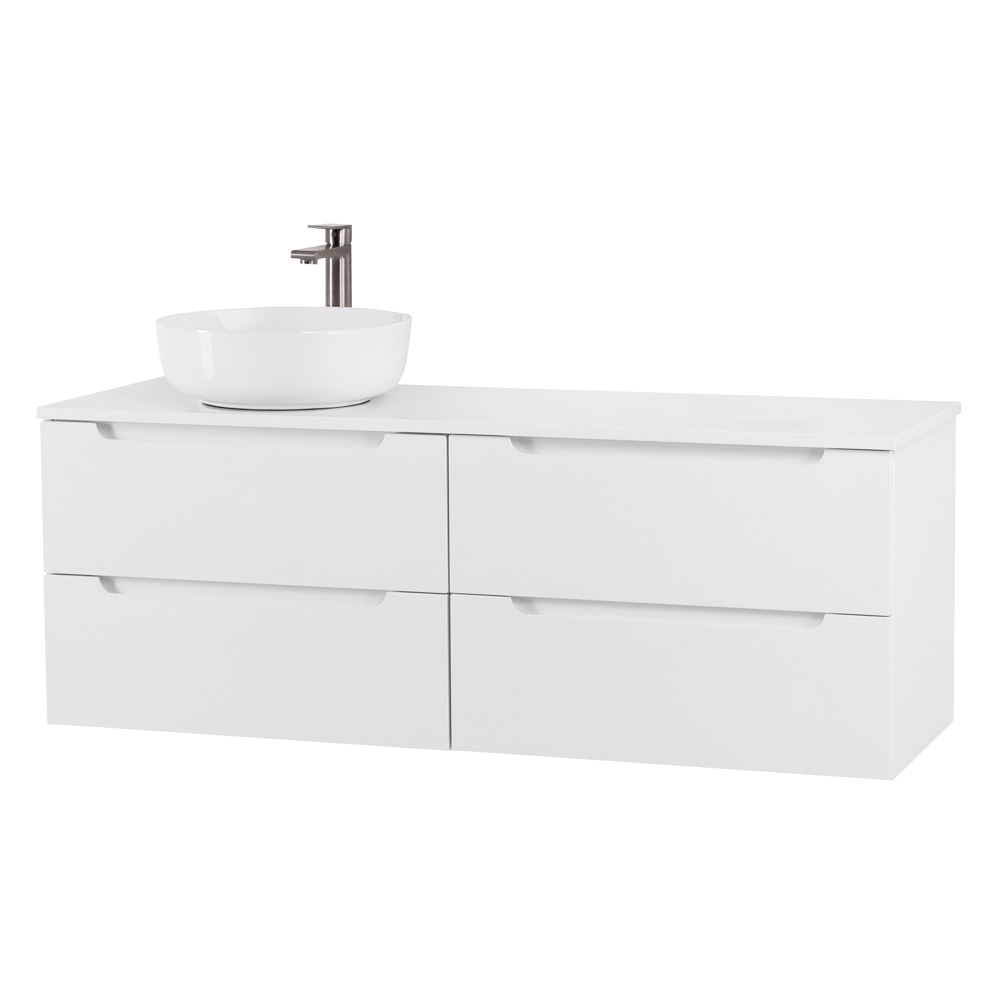 Приобрести belbagno тумба со столешницей etna 120 см, подвесная bianco lucido, раковина слева